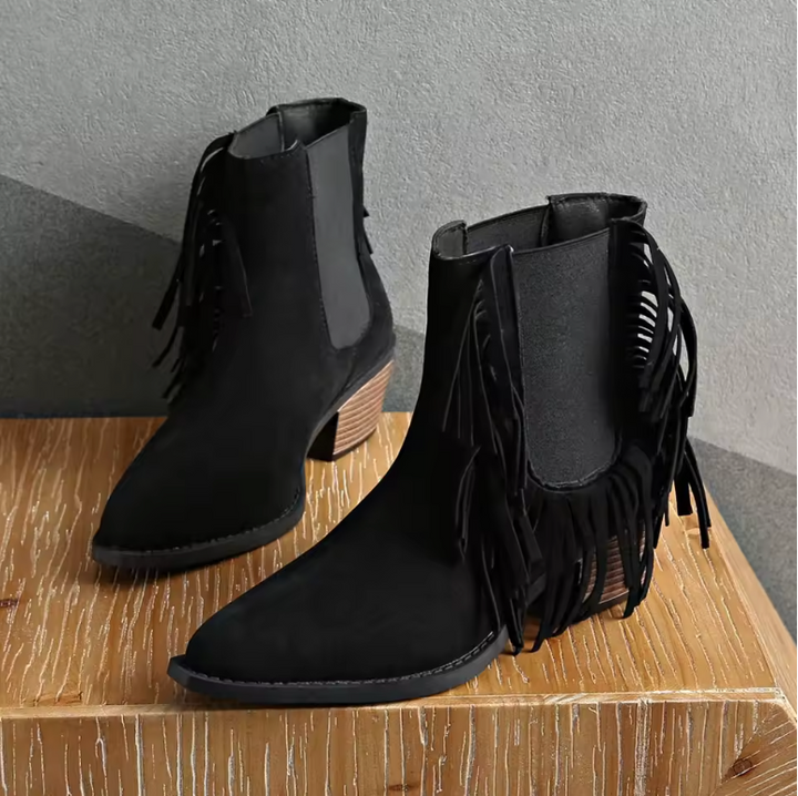 Boots for Women | Fringe Ankle Block Heel