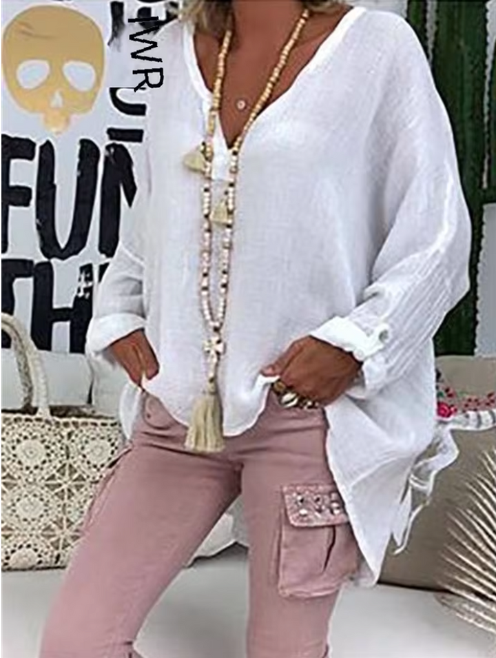 Blouse for Women | Relaxed V-Neck Long Sleeve
