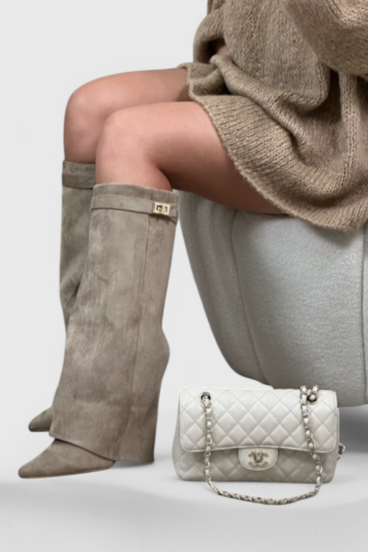 Boots For Women | Knee-High Pointed Toe Low Heel