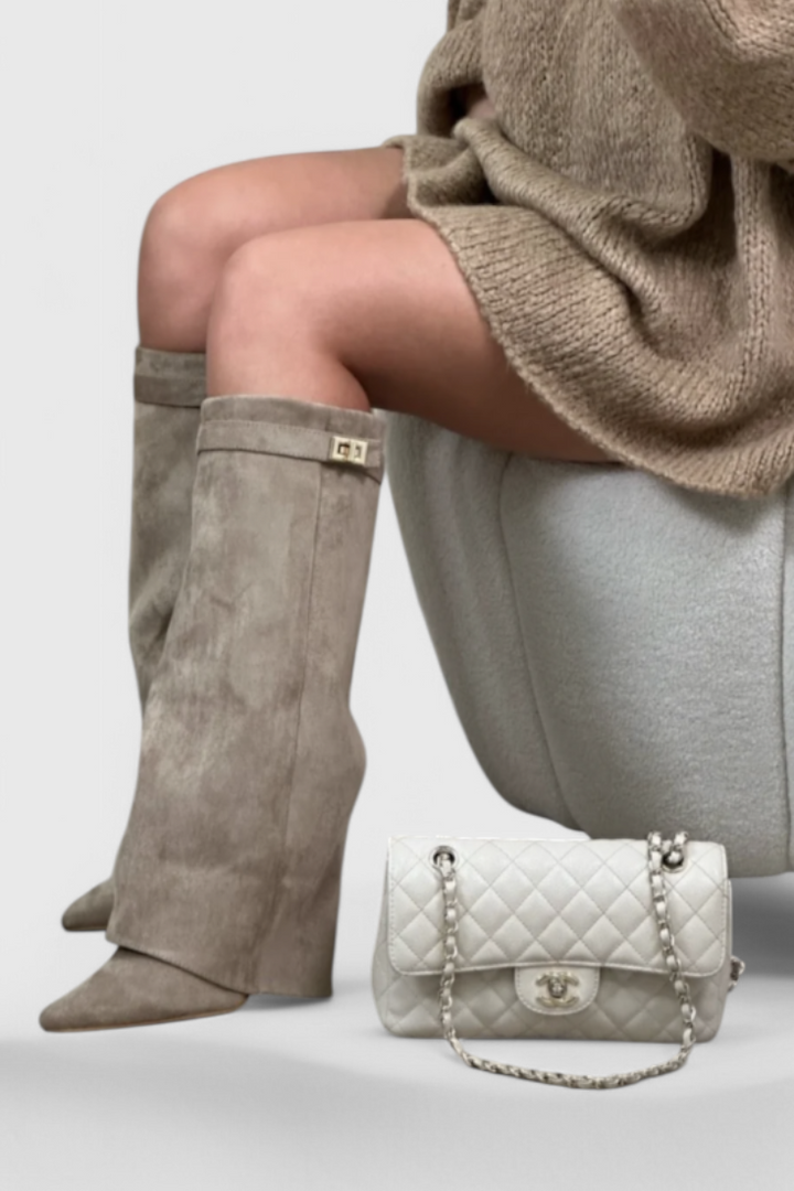 Boots For Women | Knee-High Pointed Toe Low Heel