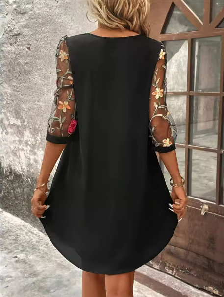 Casual Dress for Women | 3/4 Sheer Mesh Sleeves
