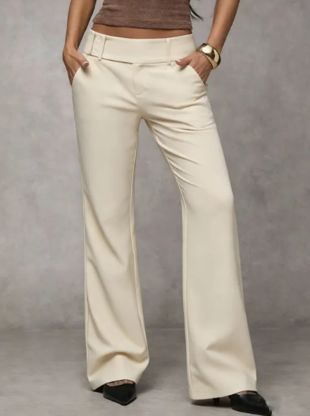 Women's high-waisted flared trousers with tailored wide legs