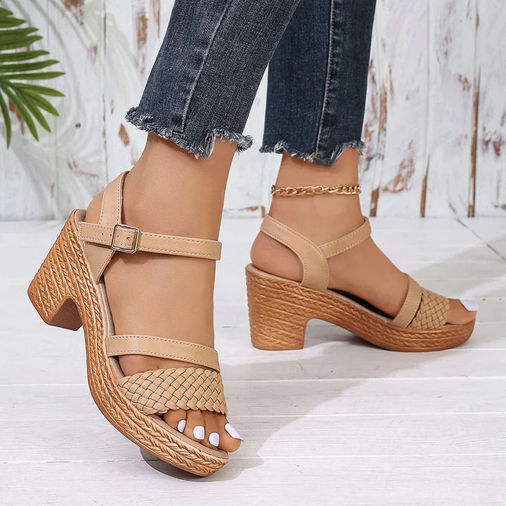 Heels For Women | Woven Open Toe Platform