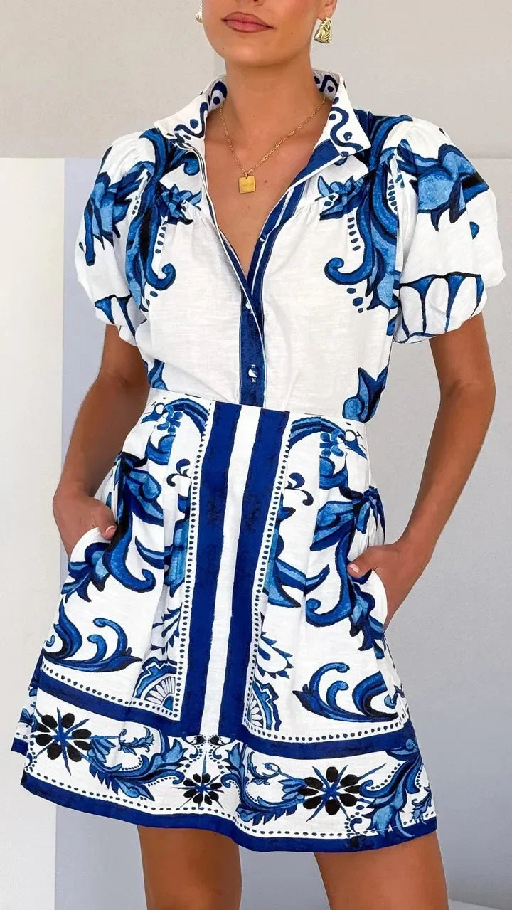 Women's Mini Sundress | Floral Puff Sleeve Style