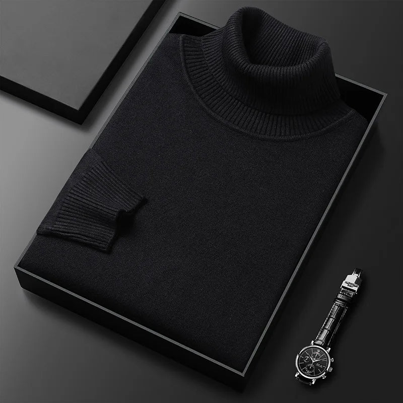 Unisex ribbed turtleneck sweater with long sleeves and ribbed cuffs