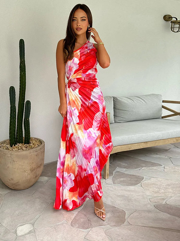Women's Wedding Guest Maxi Dress | Floral Pleated