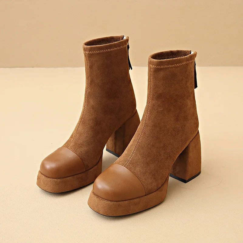 Boots For Women | Rounded Toe with Block Heel