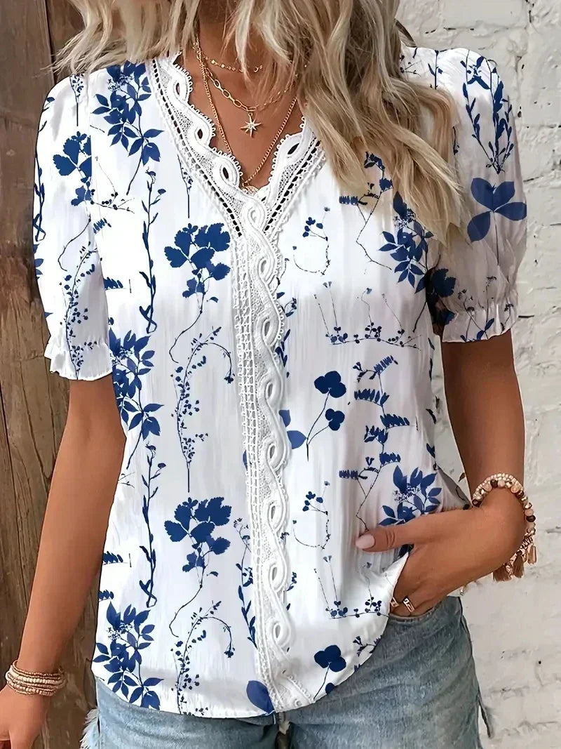 Woman's Blouse | V-Neck Floral Lace
