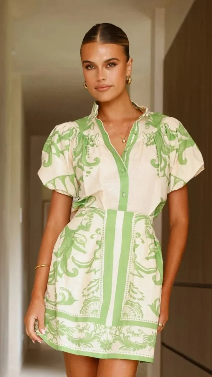 Women's Mini Sundress | Floral Puff Sleeve Style