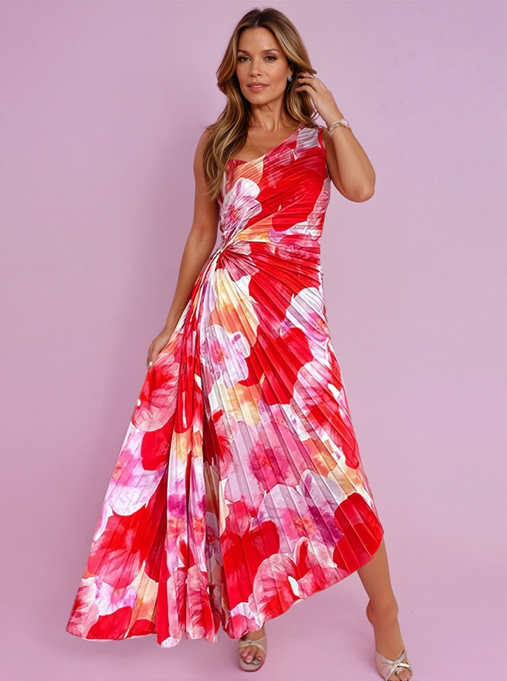 Women's Wedding Guest Maxi Dress | Floral Pleated