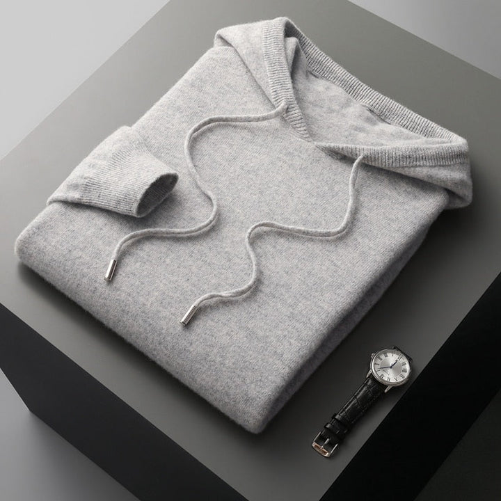 Unisex pullover hoodie with drawstring hood and ribbed trims