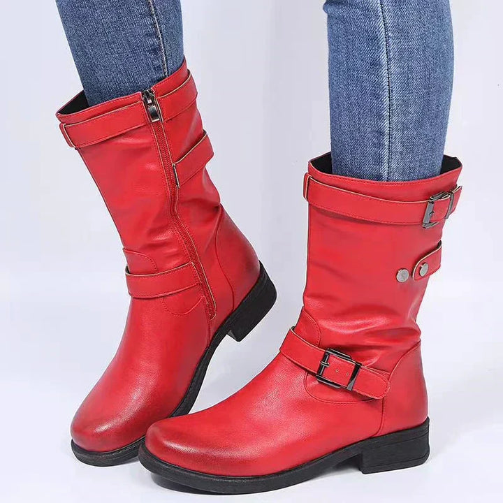 Boots for Women | Flat Heel Buckle Strap