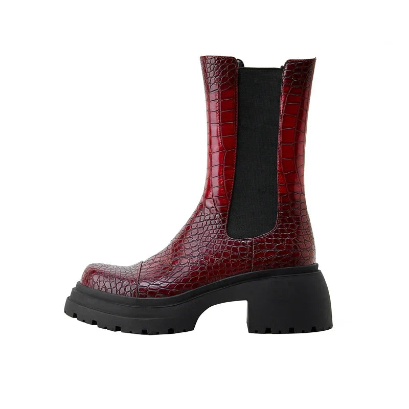 Boots For Women | Textured Upper Elastic Panel Style