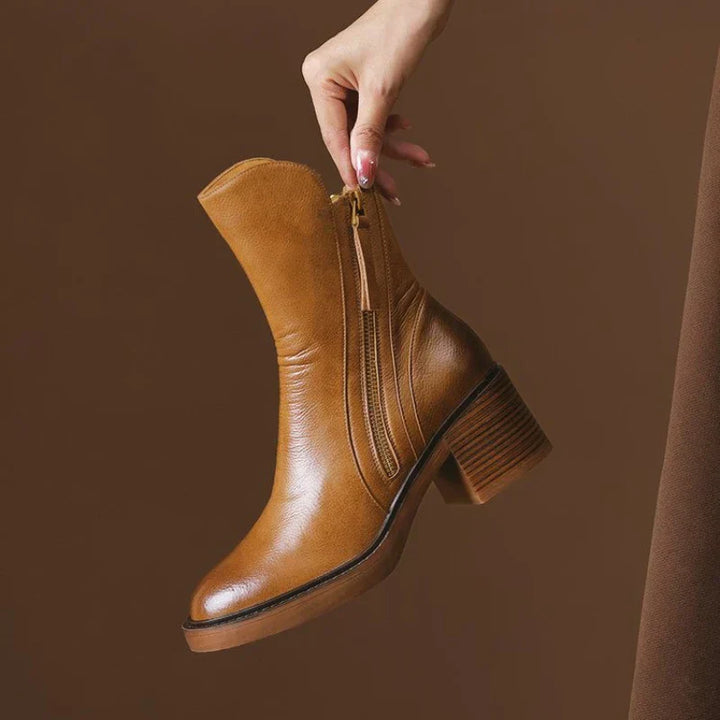 Boots For Women | Zipper Detail Ankle Block Heel Design