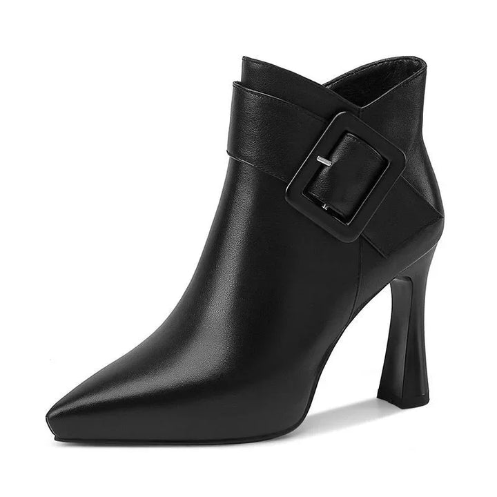 Boots For Women | Buckle Strap Pointed Heel Ankle Style