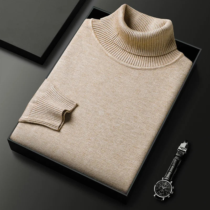 Unisex ribbed turtleneck sweater with long sleeves and ribbed cuffs