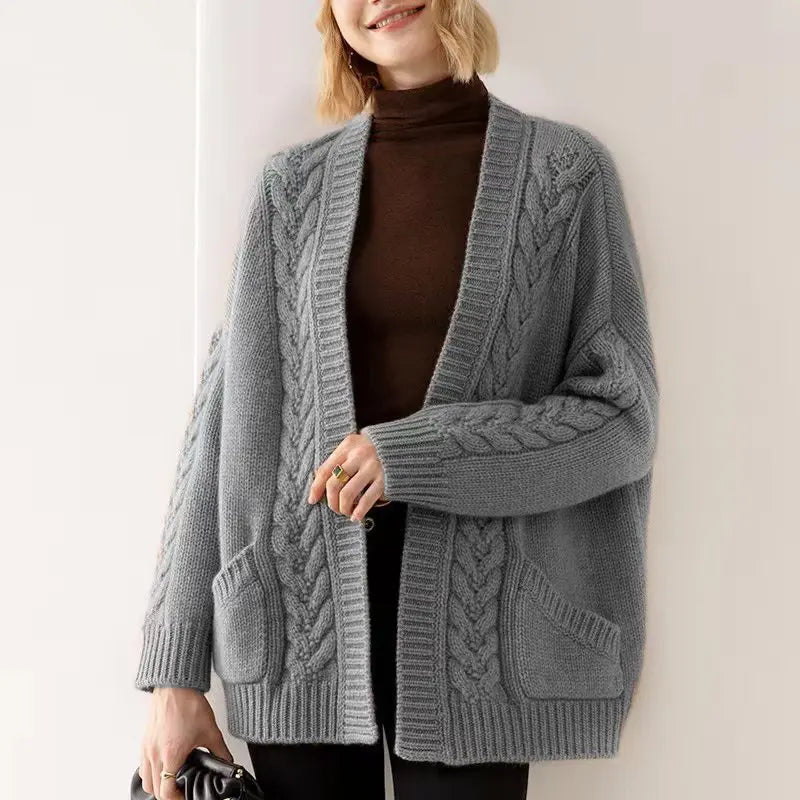Women's Cardigan | Open-Front Cable-Knit Design