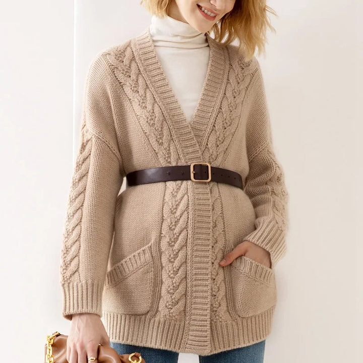 Women's Cardigan | Open-Front Cable-Knit Design