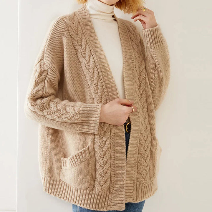 Women's Cardigan | Open-Front Cable-Knit Design