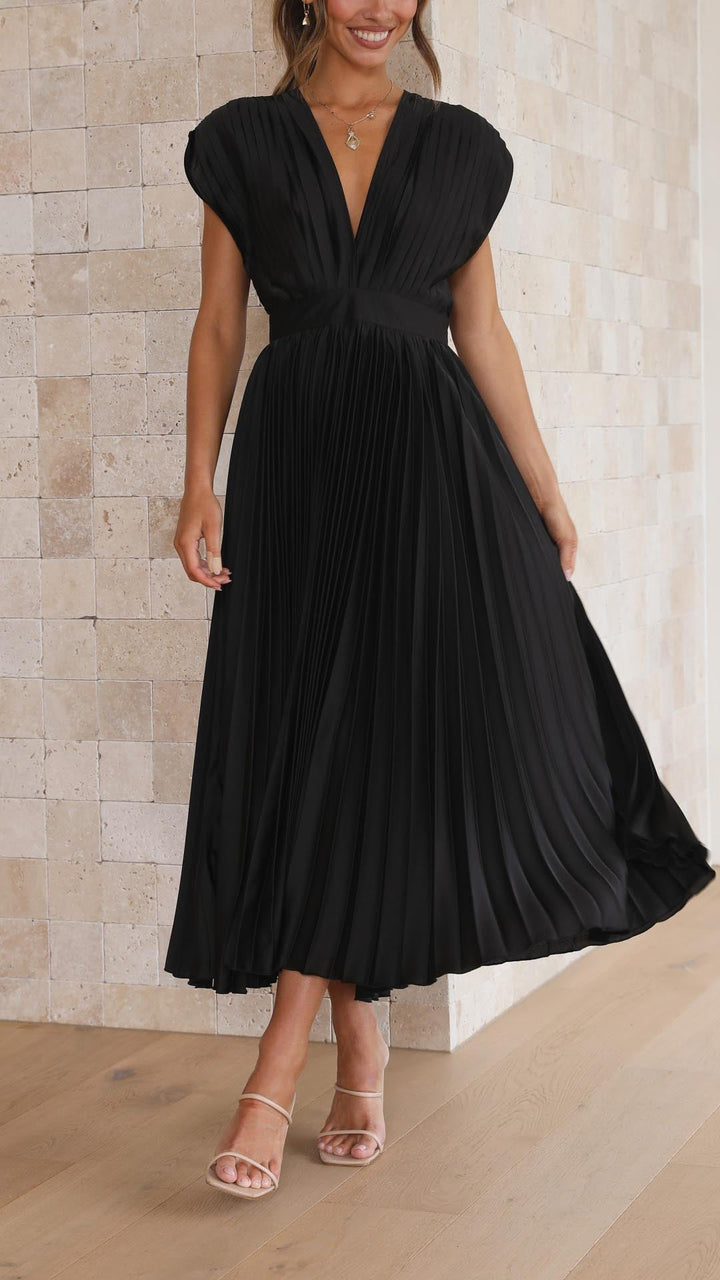 Dress For Women | V-Neck Pleated Maxi
