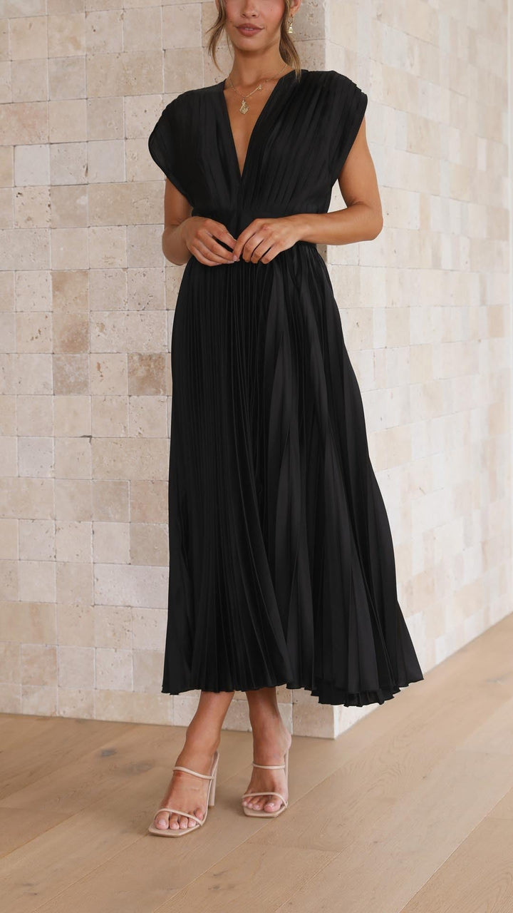 Dress For Women | V-Neck Pleated Maxi