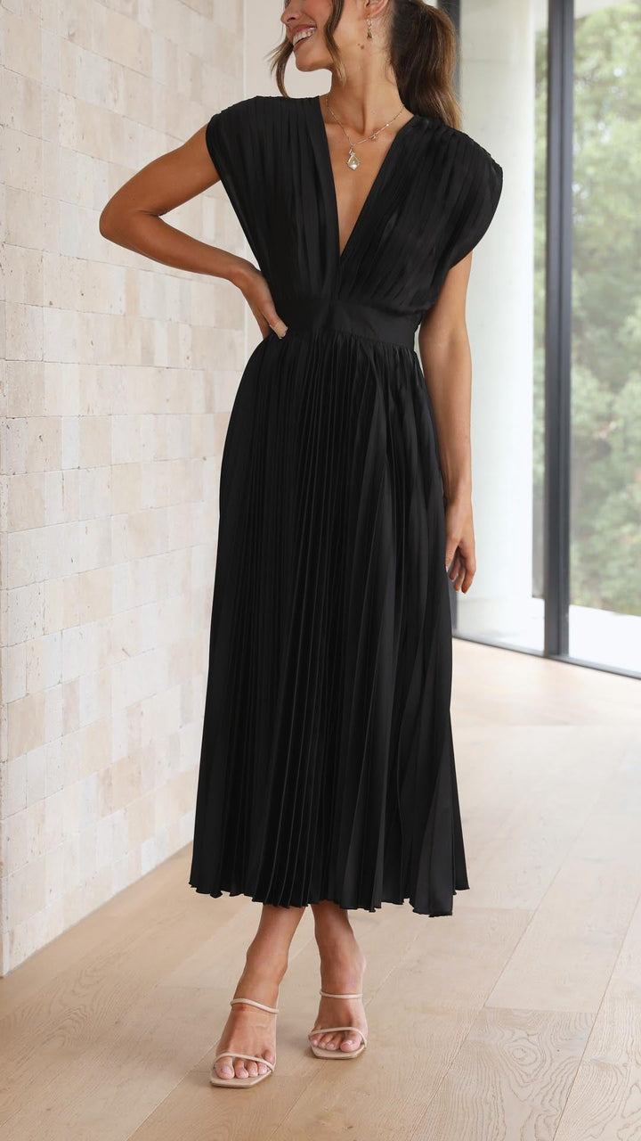 Dress For Women | V-Neck Pleated Maxi