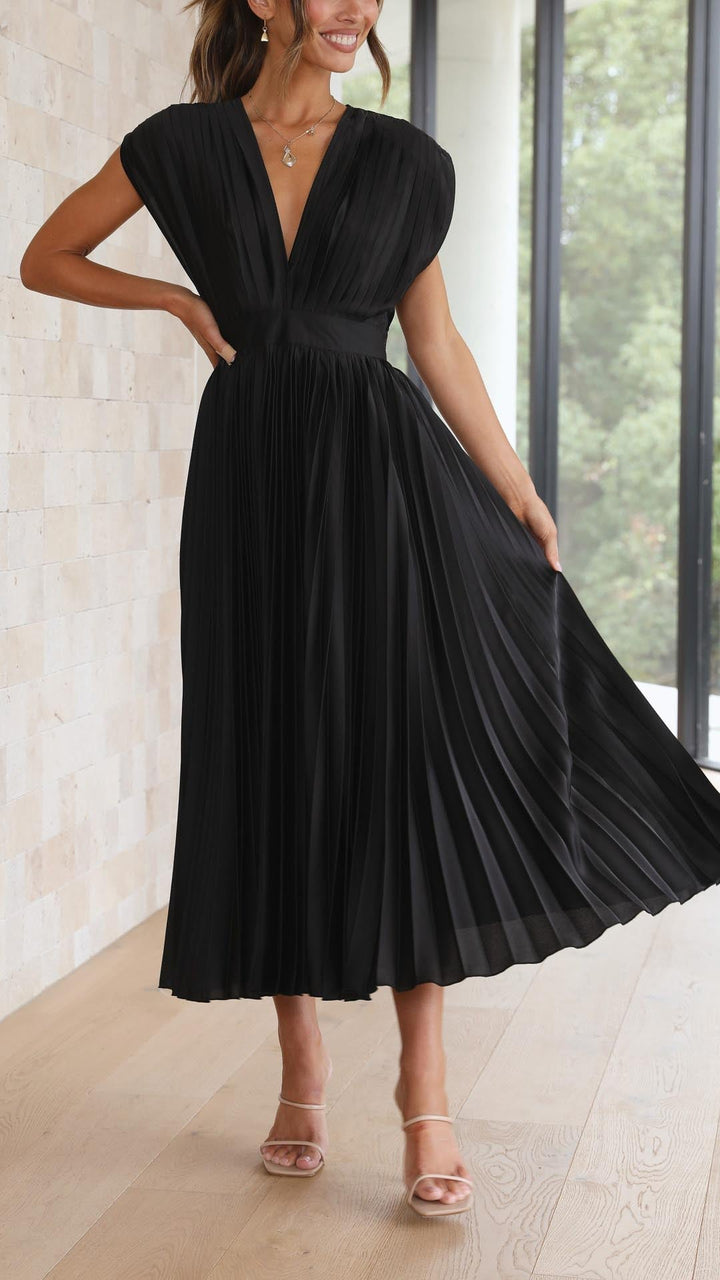 Dress For Women | V-Neck Pleated Maxi