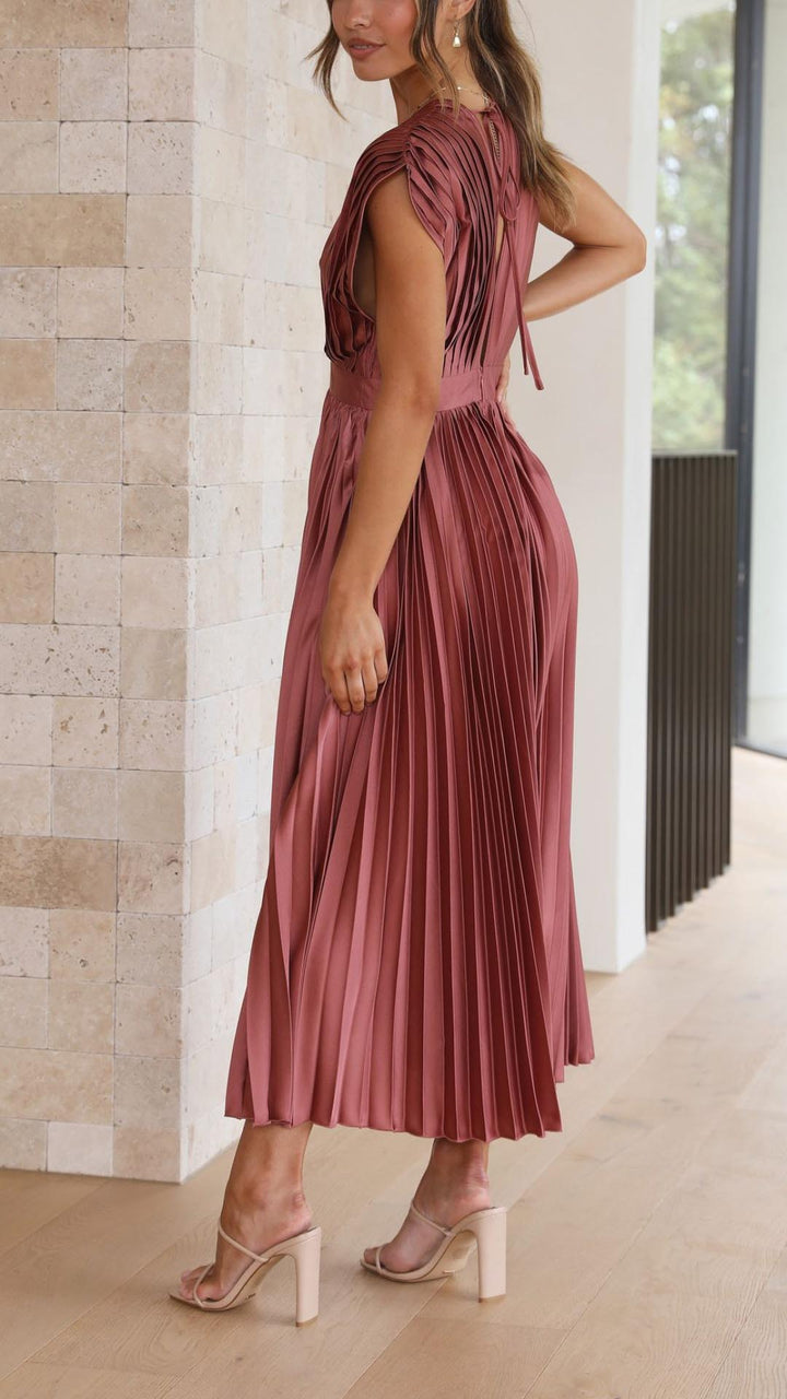 Dress For Women | V-Neck Pleated Maxi
