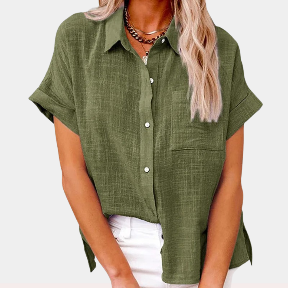 Women’s Blouse | Button-Down Cuffed Sleeves