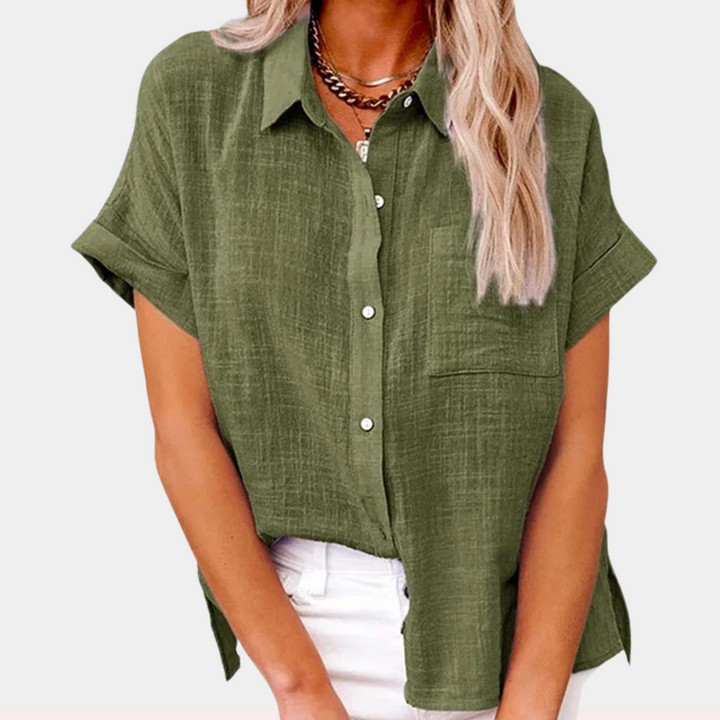 Women’s Blouse | Button-Down Cuffed Sleeves