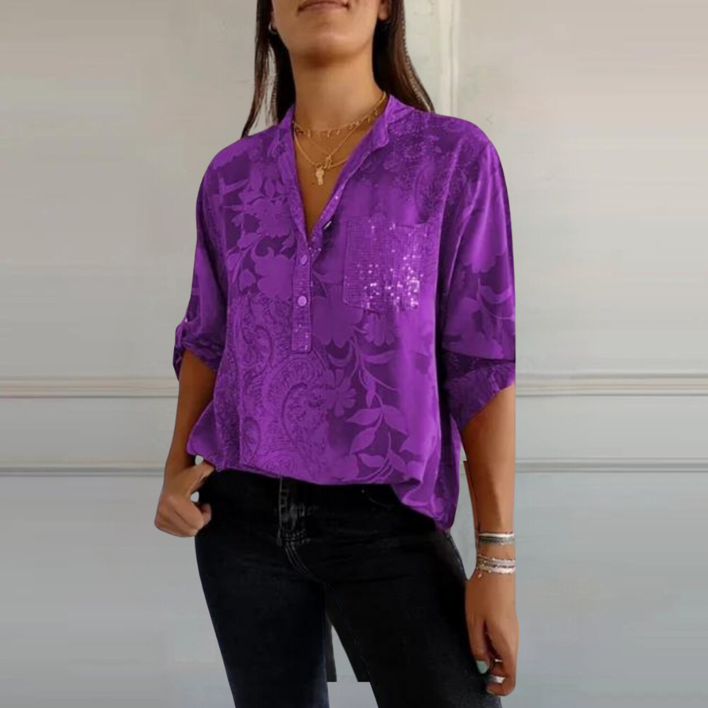 Women’s Blouse | Loose Fit Button-Up Floral
