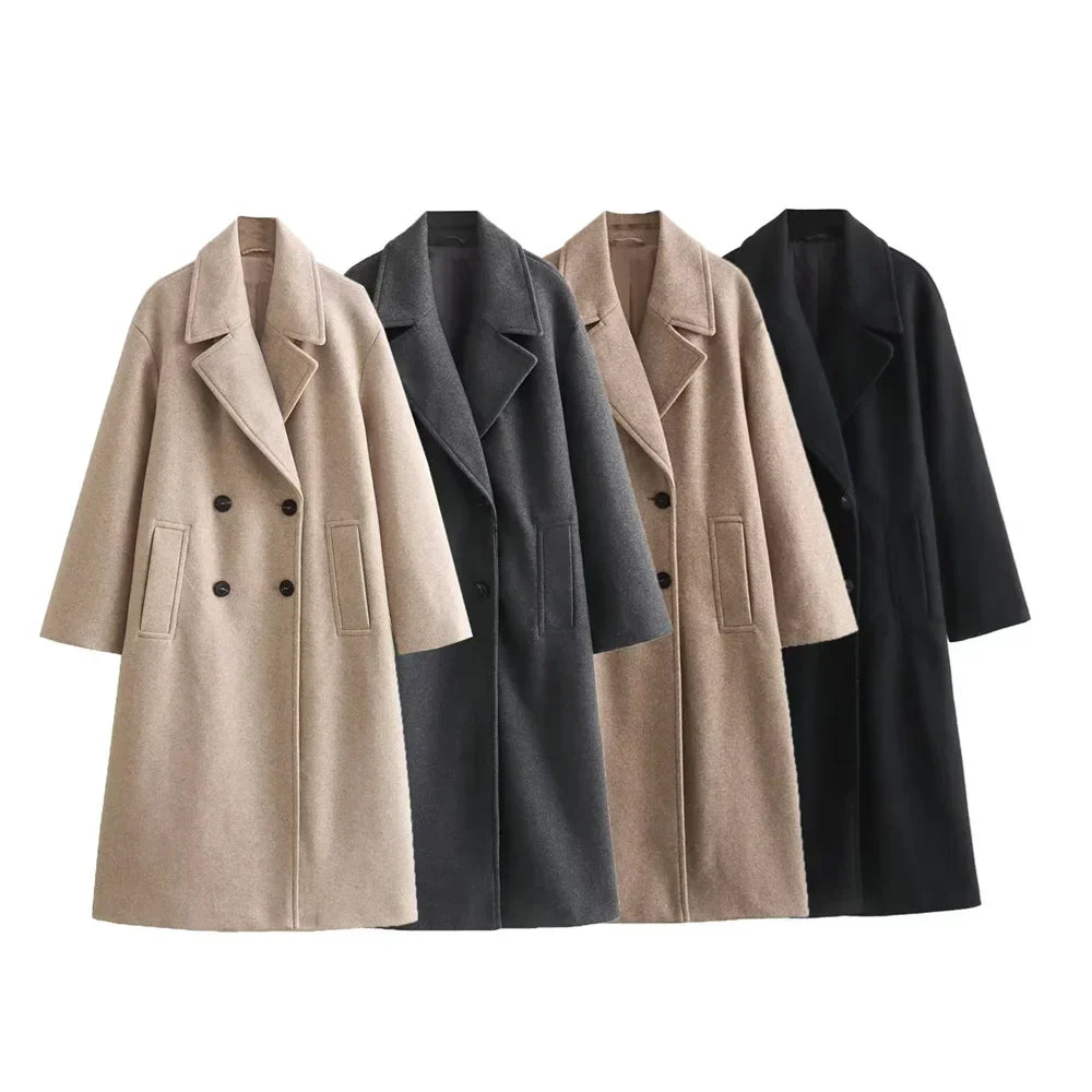 Coat for Women | Double Breasted Long Tailored