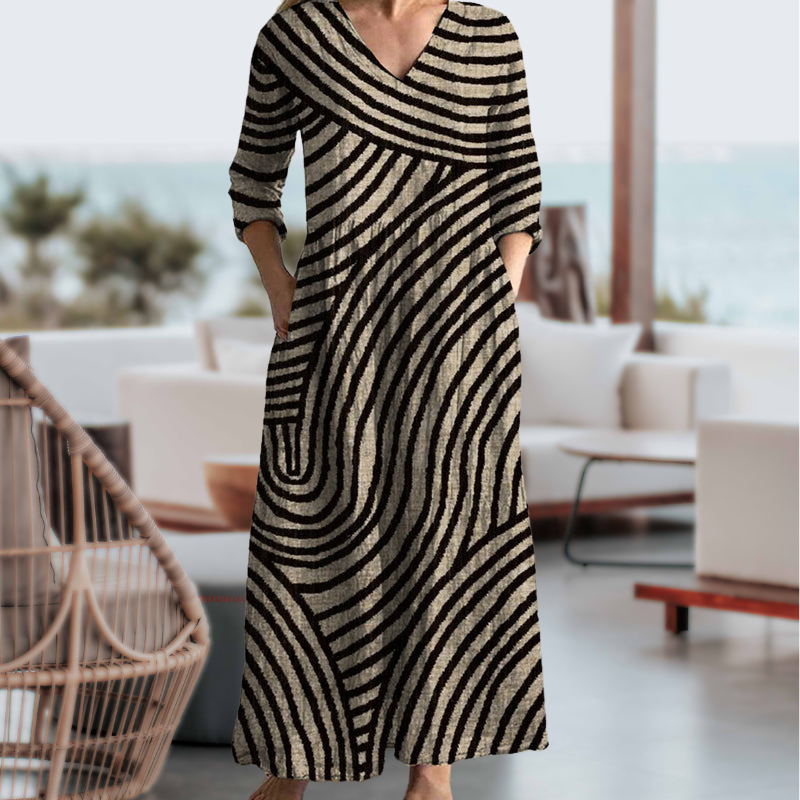 Dress For Women | Midi Vintage Striped