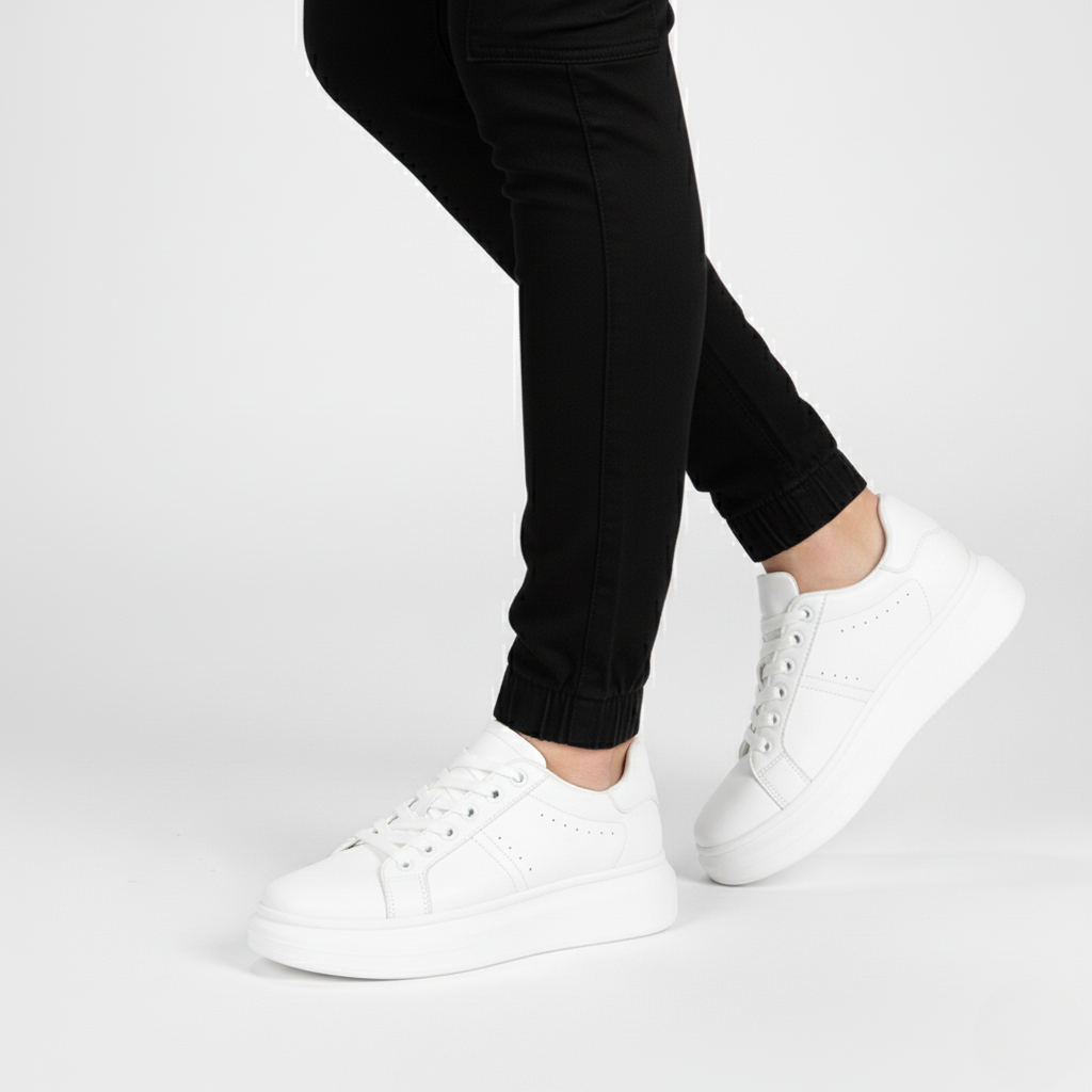 Low-top lace-up platform sneakers with a clean panelled design