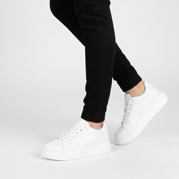 Low-top lace-up platform sneakers with a clean panelled design
