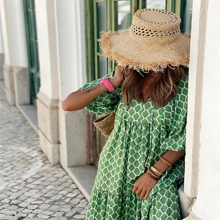 Dress For Women | V-Neck Printed Flowy Design