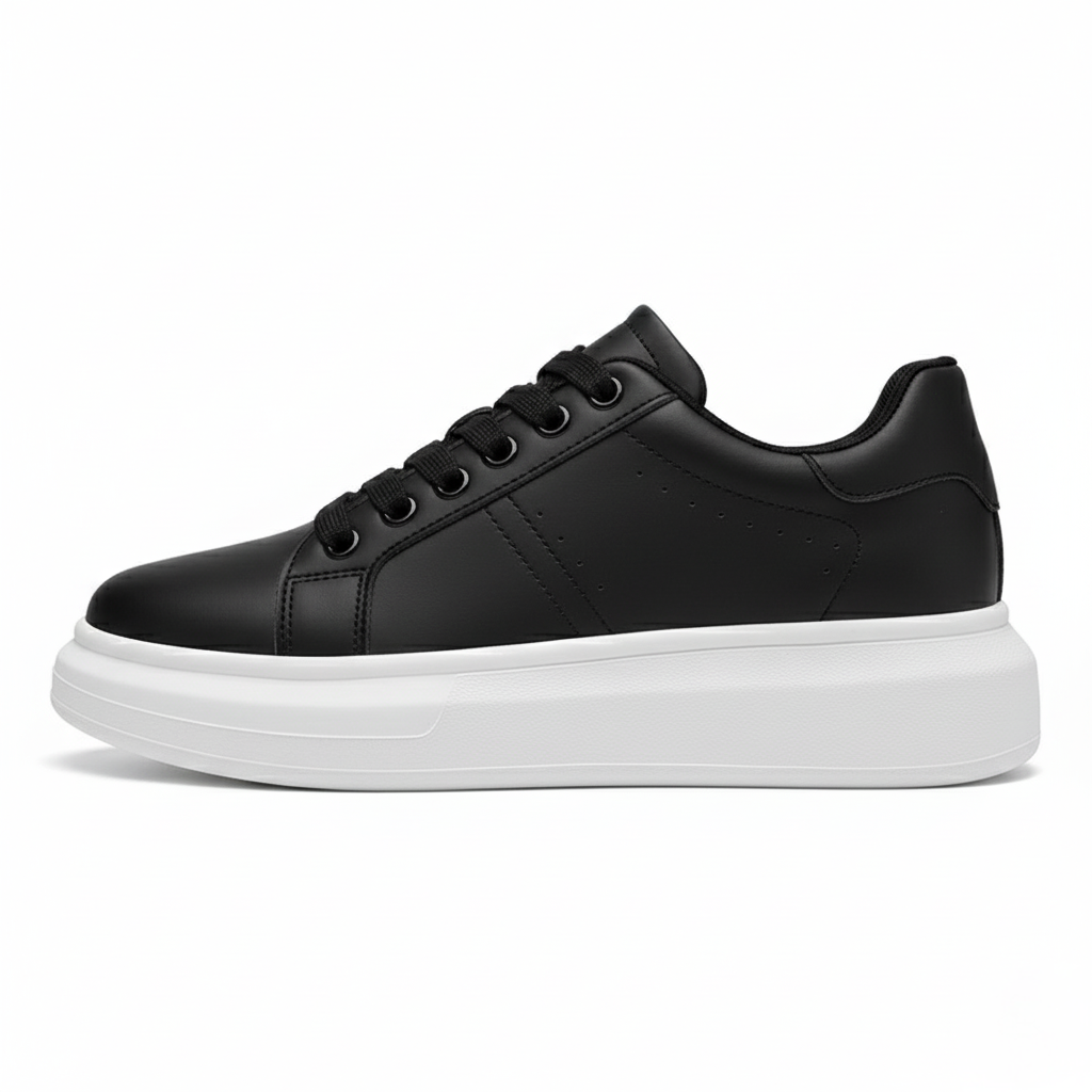 Low-top lace-up platform sneakers with a clean panelled design
