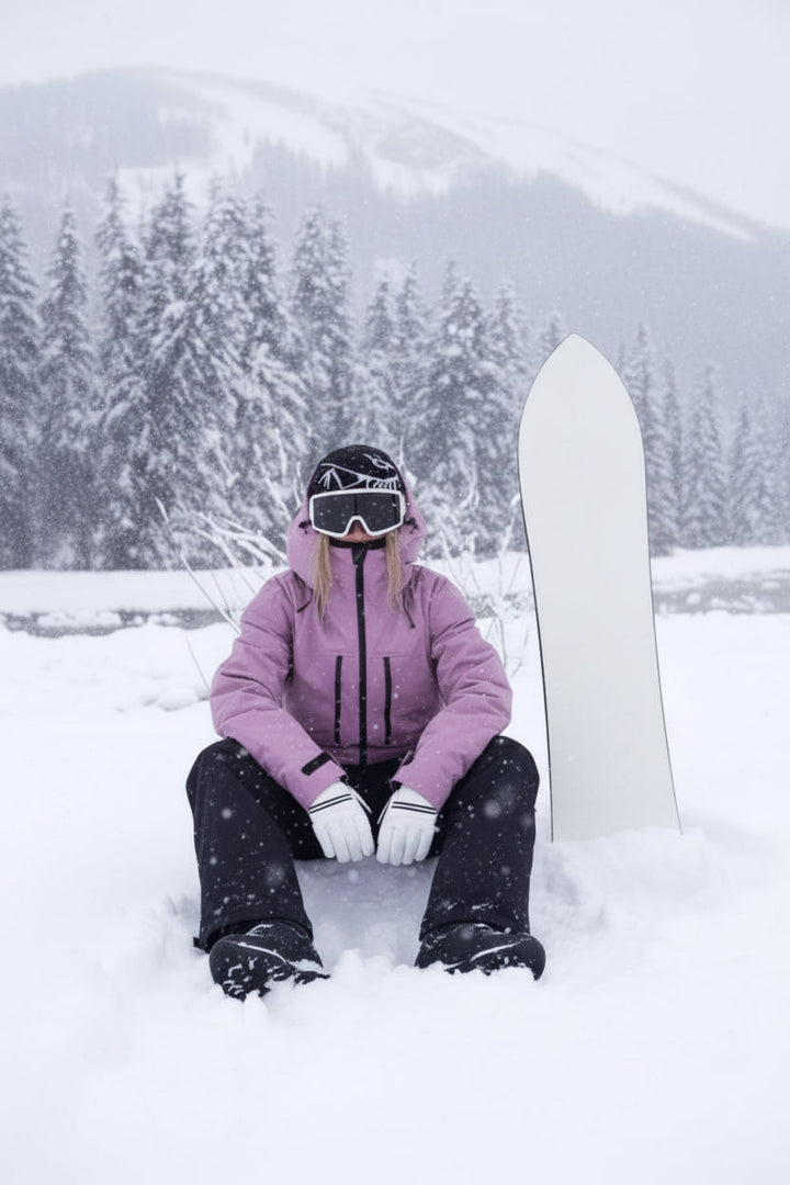 Unisex hooded ski jacket with long sleeves, front zip pockets and adjustable hem