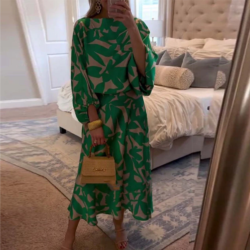 Women’s Coordinated Set | Long Sleeve Top & Midi Skirt