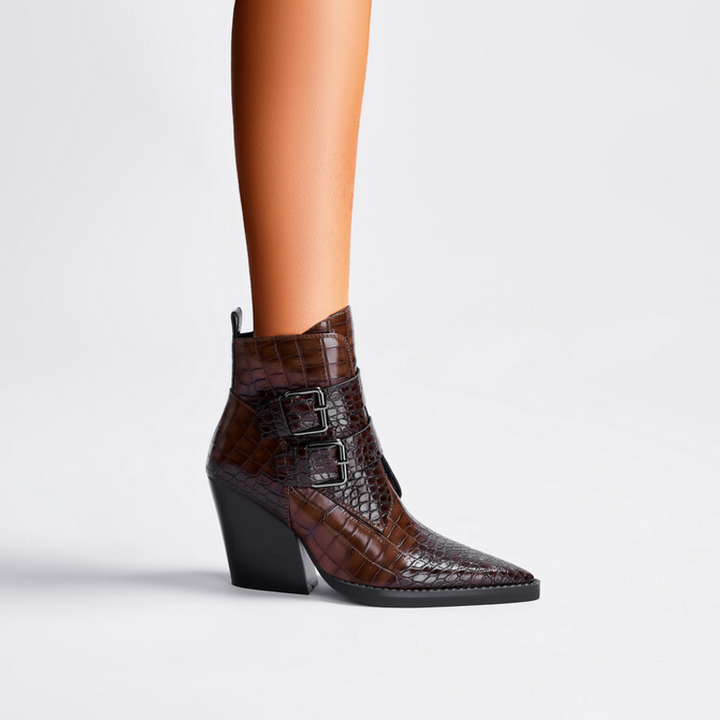 Boots For Women | Textured Upper Buckle Ankle Style