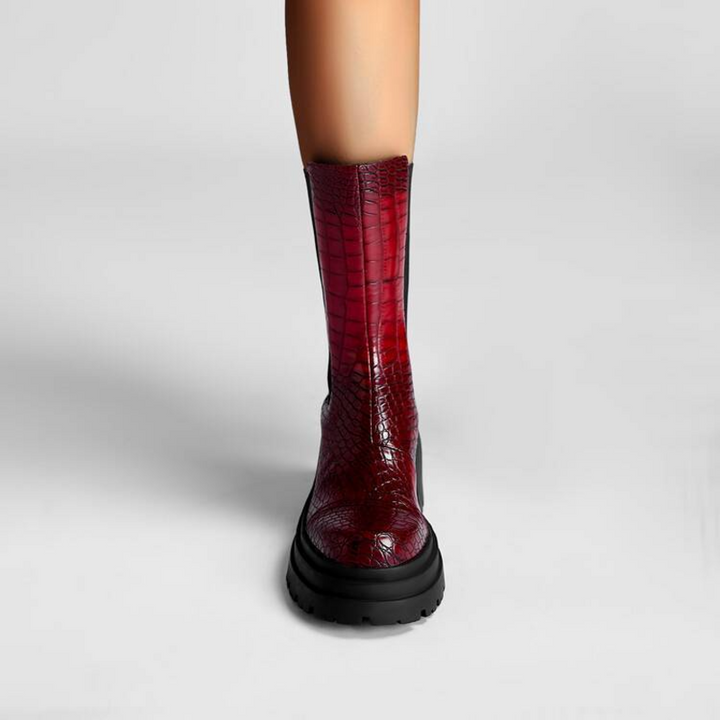 Boots For Women | Textured Upper Elastic Panel Style