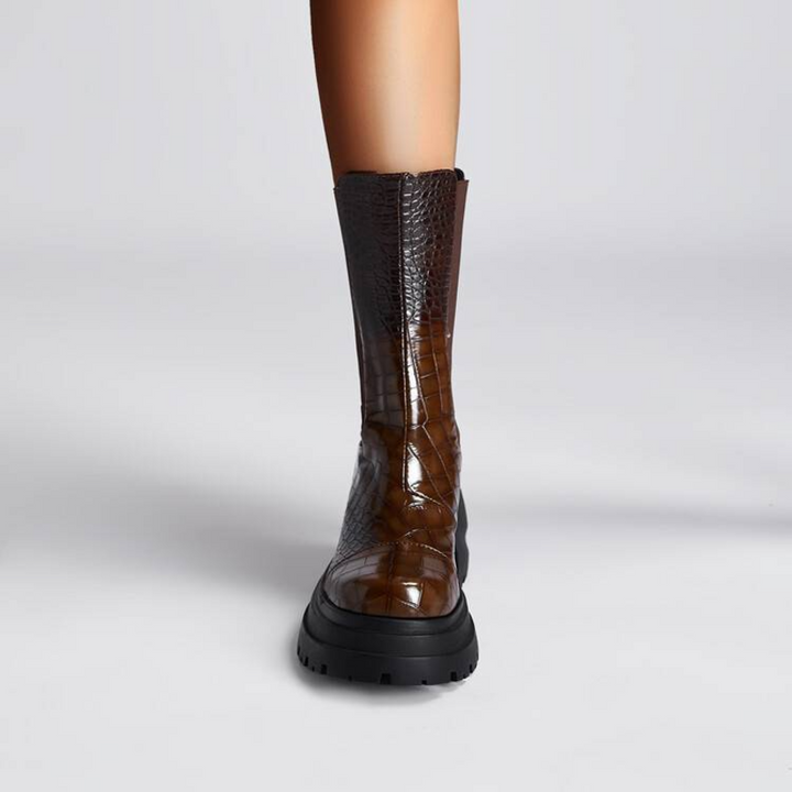 Boots For Women | Textured Upper Elastic Panel Style