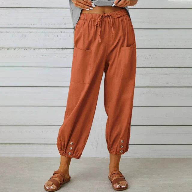 Pants for Women | Elastic Waist Cropped Casual