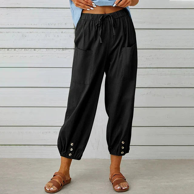 Pants for Women | Elastic Waist Cropped Casual