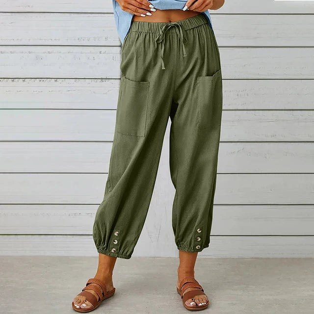 Pants for Women | Elastic Waist Cropped Casual