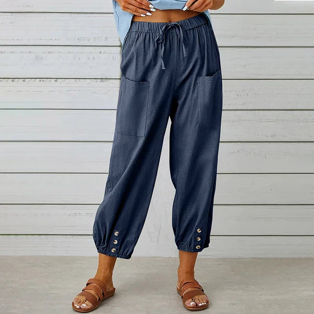 Pants for Women | Elastic Waist Cropped Casual