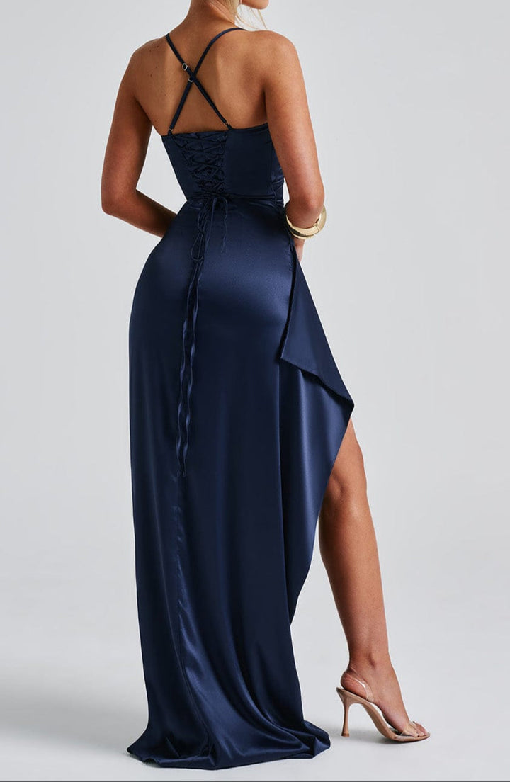 Women's Black Tie Maxi Dress | Spaghetti Strap Navy