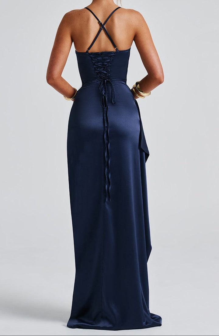 Women's Black Tie Maxi Dress | Spaghetti Strap Navy