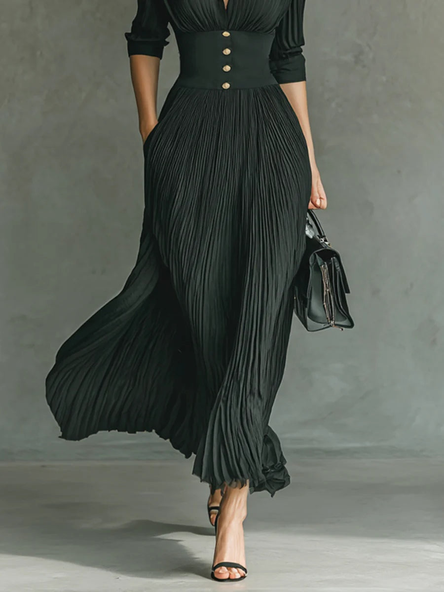 Women’s Dress | Pleated Maxi with Belted Waist