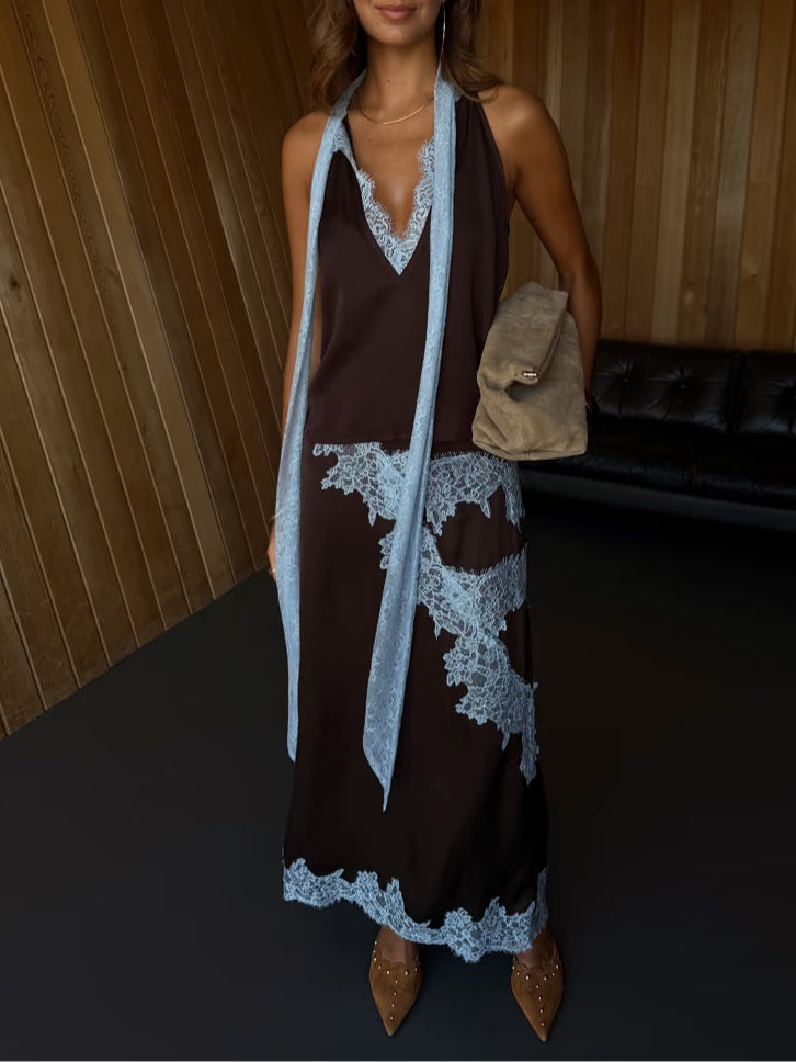 Women’s Coordinated Set | Halter Top & Midi Skirt